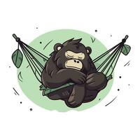 chimpancé sentado en un hamaca. vector ilustración.