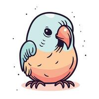 Cute cartoon parrot. Vector illustration. Isolated on white background.