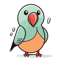 Cute cartoon parrot. Vector illustration. Isolated on white background.