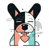 Vector illustration of dog in flat linear style. Cute pet.