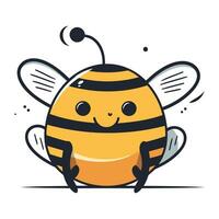 Cute cartoon bee isolated on a white background. Vector illustration.