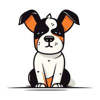 Cute cartoon dog sitting isolated on white background. Vector illustration.