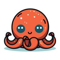 Cute cartoon octopus. Vector illustration of cute octopus.