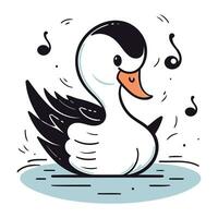 vector ilustración de linda dibujos animados cisne. mano dibujado diseño elementos.