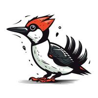 Red backed Woodpecker. Vector illustration of a bird.