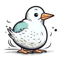 Cartoon seagull. Vector illustration. Isolated on white background.