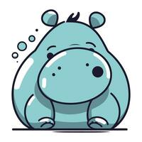 Illustration of a Cute Cartoon Hippopotamus Sitting and Crying vector