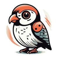 Illustration of a cute cartoon parrot with big eyes. Vector illustration.