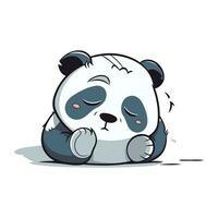 Cute cartoon panda sleeping on white background. Vector illustration.