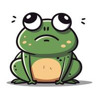 Sad Frog Cartoon Character Vector Illustration. Isolated On White Background