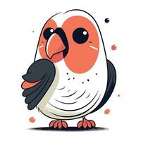 Vector illustration of cute cartoon parrot with a heart in its beak