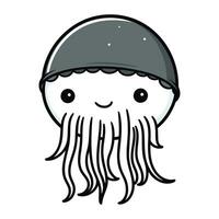 cute jellyfish sea animal kawaii character vector illustration design