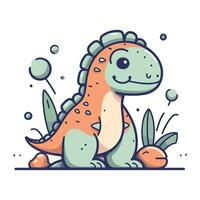 Cute cartoon dinosaur vector illustration. Cute dino character.