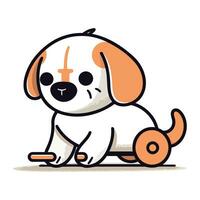 Cute cartoon dog sitting on a scooter. Vector illustration.