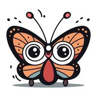 Butterfly Cartoon Mascot Character Design Vector Illustration.