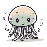 Cute jellyfish cartoon character. Vector illustration of a sea animal.