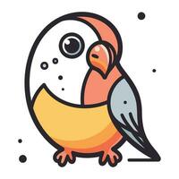 Cute cartoon parrot. Vector illustration. Isolated on white background.