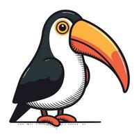 Toucan bird isolated on white background. Vector cartoon illustration.