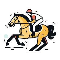 Horse race. jockey on horse. Vector illustration in flat style