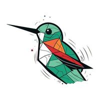 Vector illustration of a hummingbird in a polygonal style on a white background.