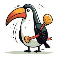 Cute cartoon toucan character. Vector illustration isolated on white background.