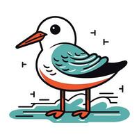 Seagull isolated on white background. Vector illustration in flat style.