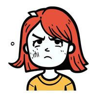 Angry woman cartoon character vector illustration. Emotional girl face.