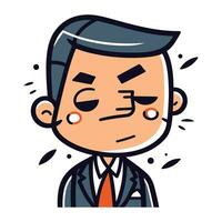 Angry businessman cartoon character vector illustration. Stressed businessman character.