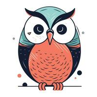 Cute cartoon owl. Vector illustration in flat style. Isolated on white background.