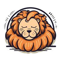 Lion head icon. Vector illustration of a lion head with closed eyes.