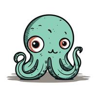 Cartoon octopus. Cute sea animal. Vector illustration.