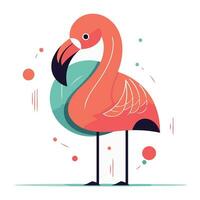 Flamingo. Vector illustration in flat style. Flamingo on a white background.