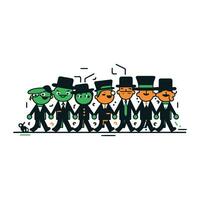 Illustration of a group of gangsters dancing. Vector illustration.