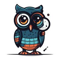 Cute cartoon owl. Vector illustration. Isolated on white background.