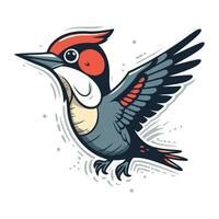 Woodpecker vector icon isolated on white background. Woodpecker hand drawn illustration.