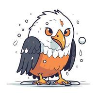 Cartoon american bald eagle on white background. Vector illustration.