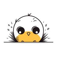 Cute chick icon. Vector illustration of a little chick in the nest.