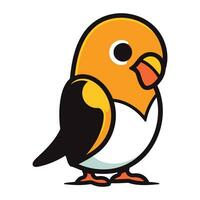 linda pequeño pájaro dibujos animados vector ilustración gráfico diseño en negro y naranja