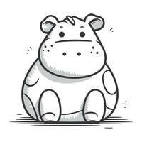 Cute hippo. Vector illustration of a cartoon hippopotamus.