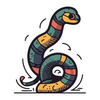 Cute cartoon snake. Vector illustration. Isolated on white background.