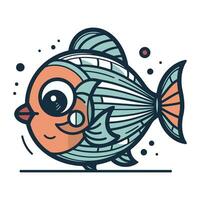 Cute cartoon fish. Vector illustration. Isolated on white background.