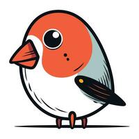 Vector illustration of a cute little bullfinch on white background.