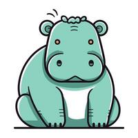 Cute hippopotamus. Vector illustration of a cartoon hippo.