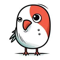 Cute cartoon christmas bird on white background. Vector illustration.