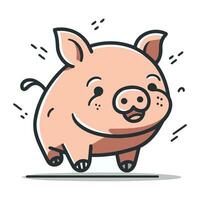 cerdito banco dibujos animados personaje. vector ilustración en garabatear estilo.