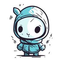 Cute cartoon astronaut in space suit. Hand drawn vector illustration.