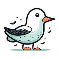 Cute seagull. Vector illustration in cartoon flat style.