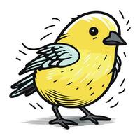 Vector illustration of a cute little bird isolated on white background. Cartoon style.