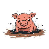 Cute pig. Hand drawn vector illustration. Isolated on white background.