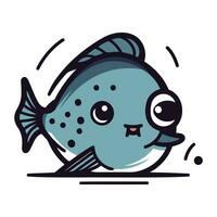 Cute cartoon fish. Vector illustration isolated on a white background.